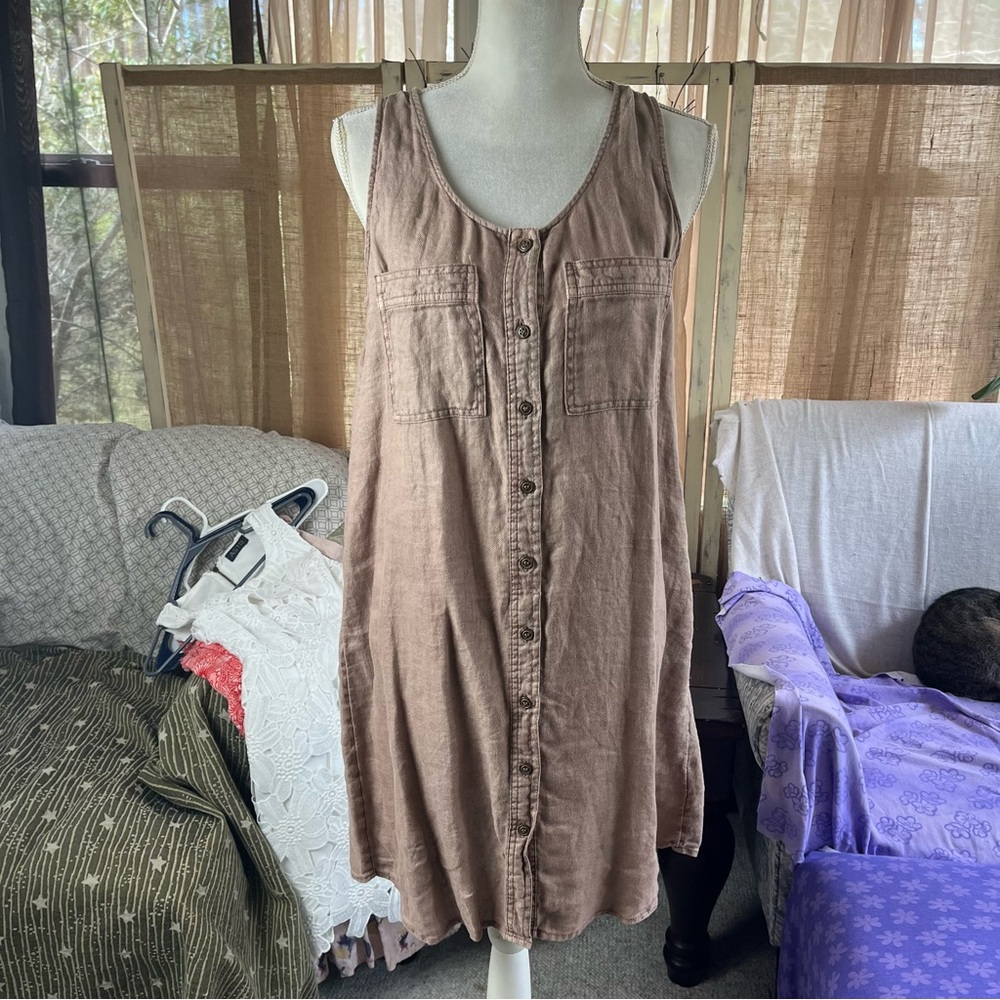 Nicole Miller Brown Button-Down Dress